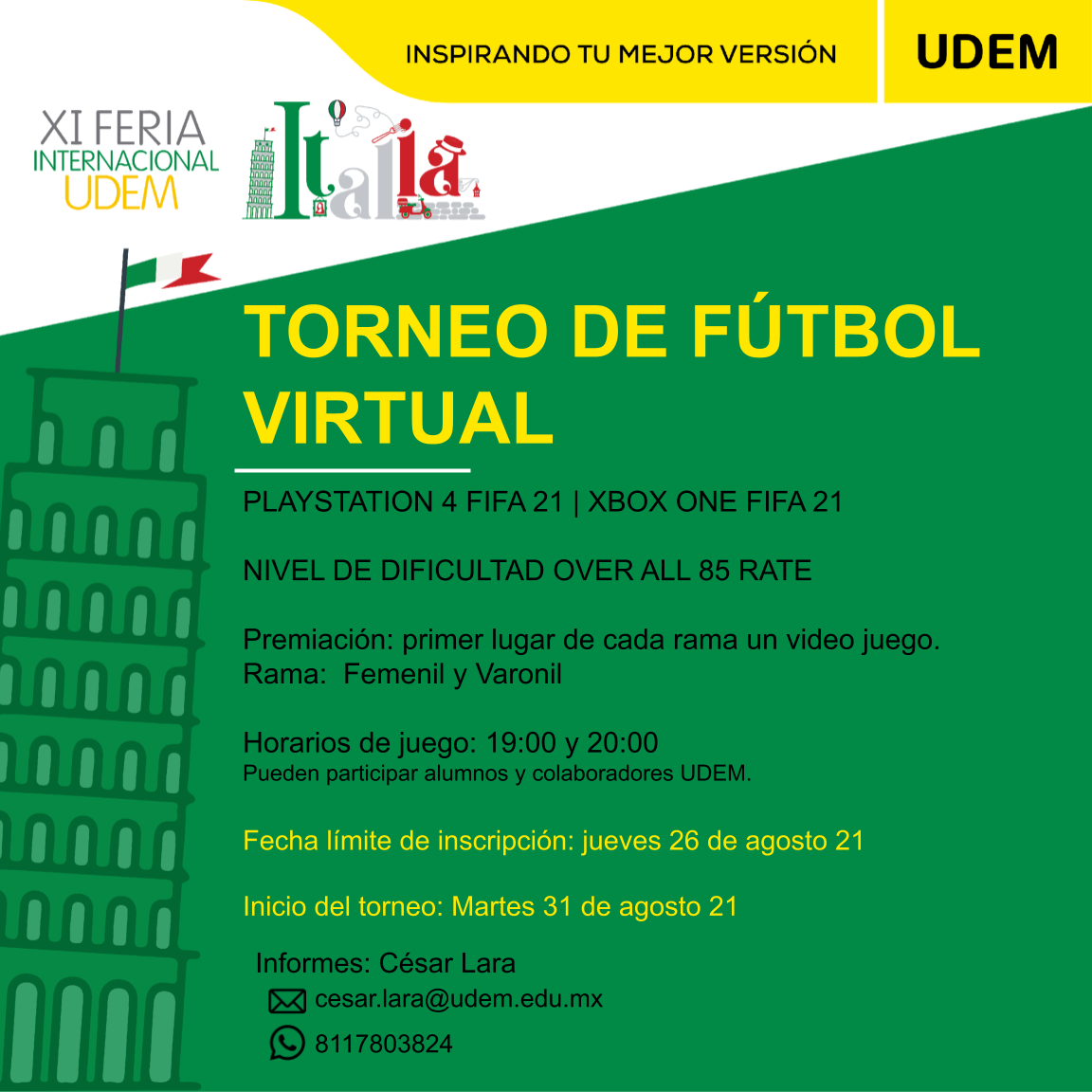 Ecard Torneo de Fútbol Virtual de la Feria Internacional UDEM: Italia