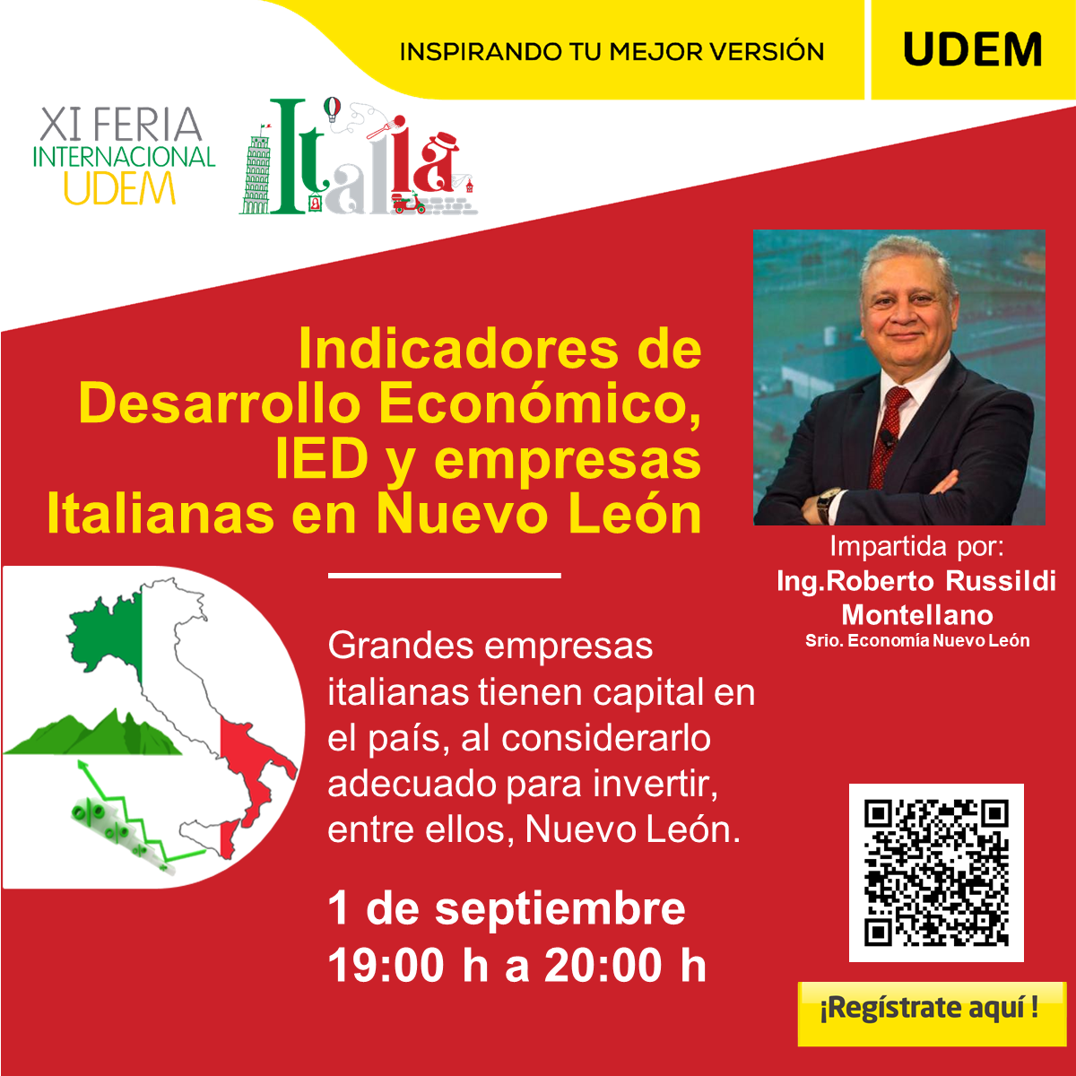 Ecard Conferencia Indicadores de Desarrollo Económico, IED y empresas Italianas en Nuevo León